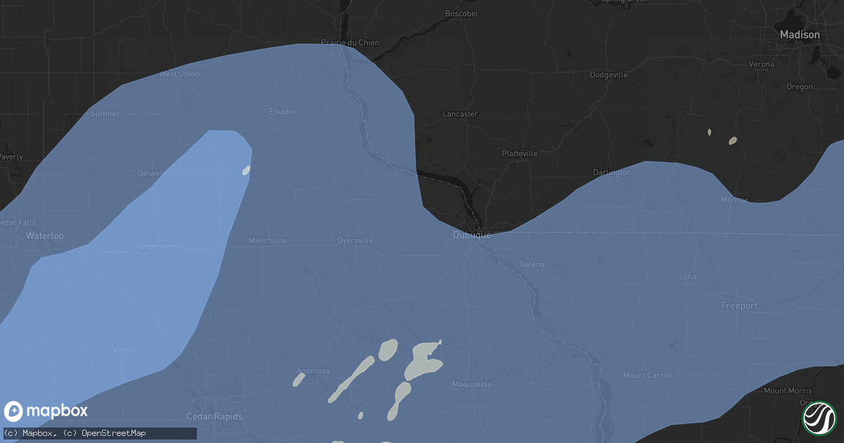 Hail map in Durango, IA on June 11, 2026