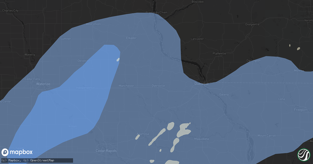 Hail map in Dyersville, IA on June 11, 2026