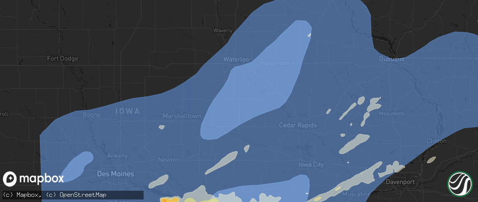 Hail map in Dysart, IA on June 11, 2026