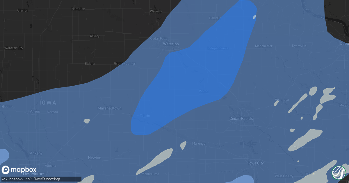 Hail map in Dysart, IA on June 11, 2026