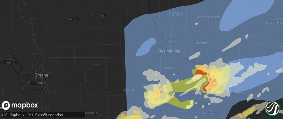 Hail map in Earlham, IA on June 11, 2026