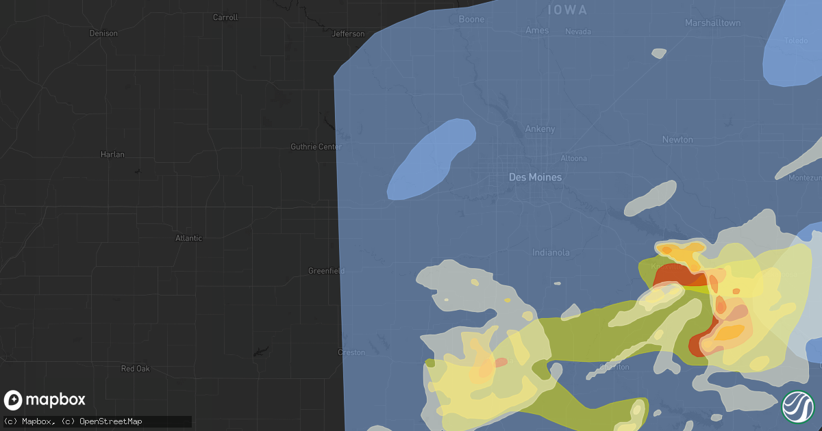 Hail map in Earlham, IA on June 11, 2026