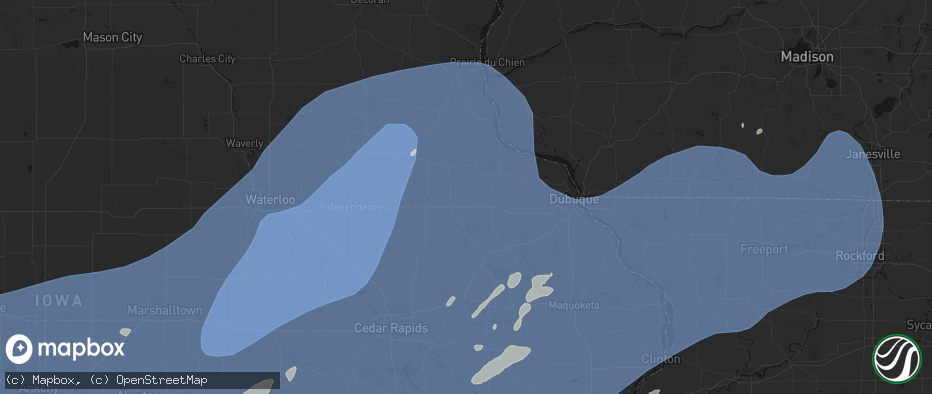 Hail map in Earlville, IA on June 11, 2026