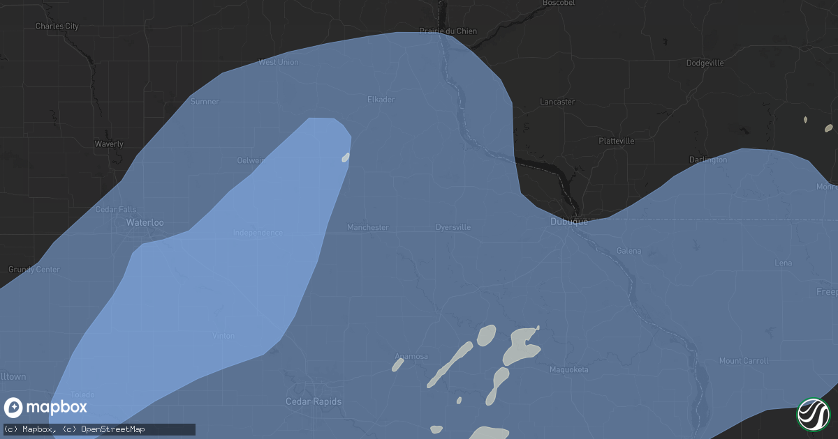 Hail map in Earlville, IA on June 11, 2026