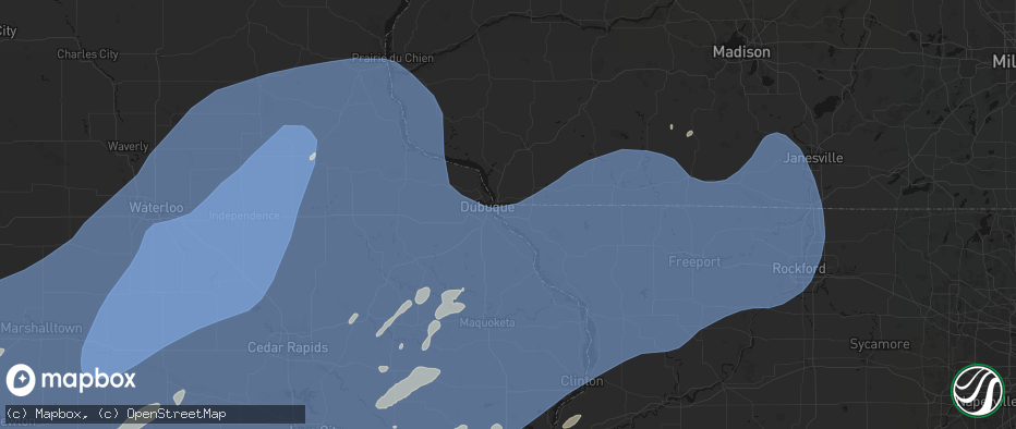 Hail map in East Dubuque, IL on June 11, 2026