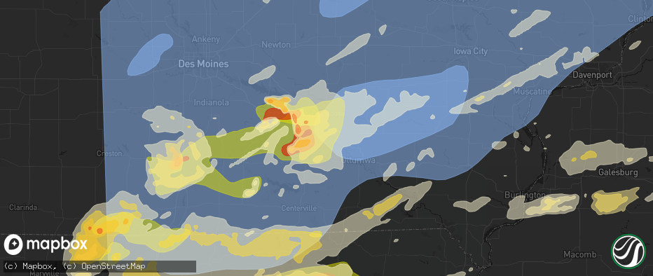 Hail map in Eddyville, IA on June 11, 2026