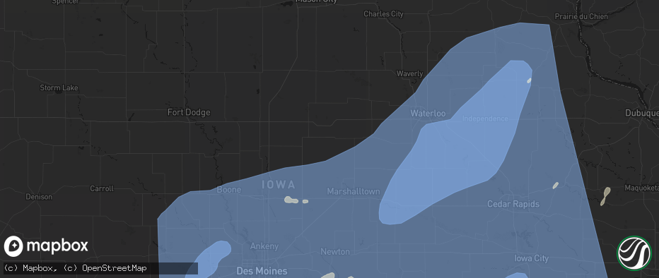 Hail map in Eldora, IA on June 11, 2026