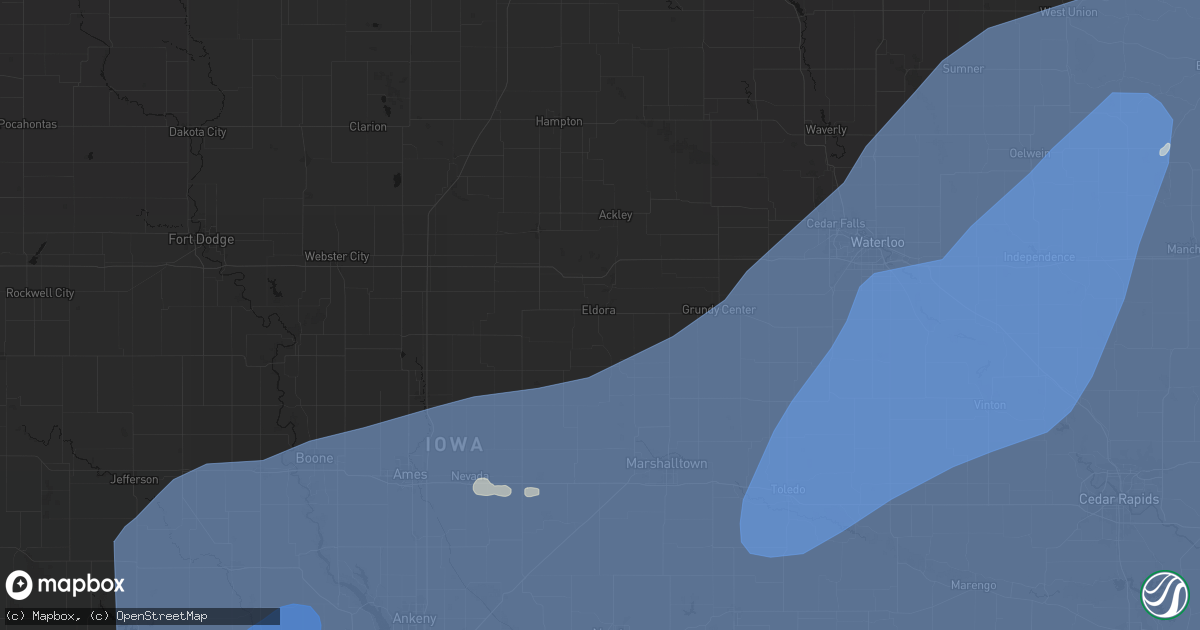 Hail map in Eldora, IA on June 11, 2026