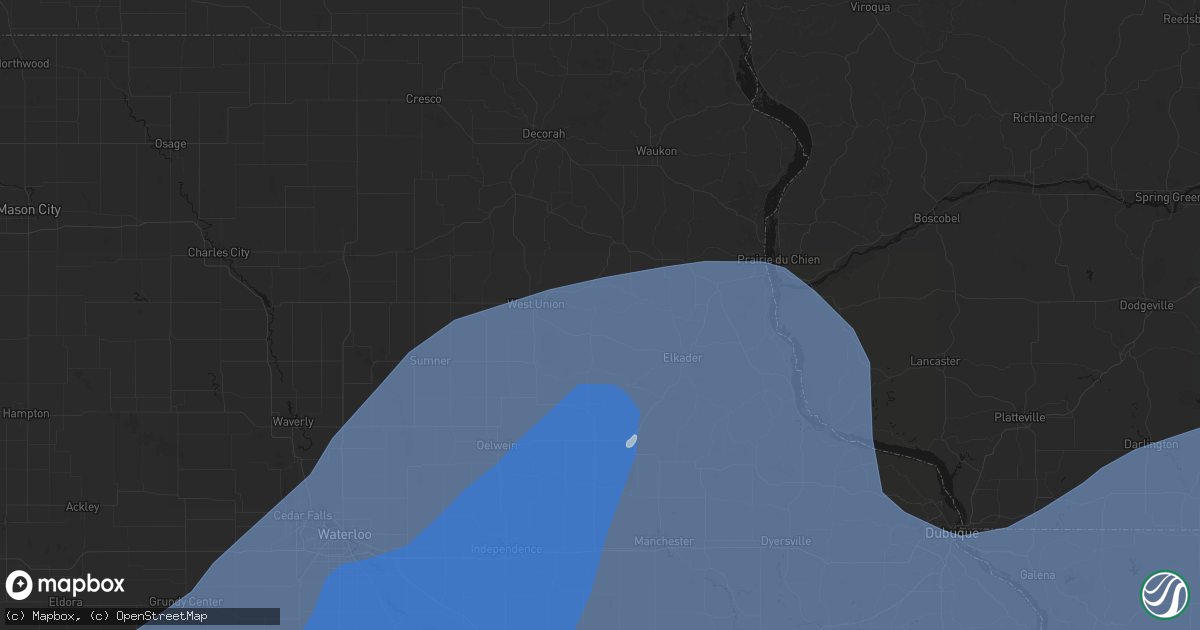 Hail map in Elgin, IA on June 11, 2026