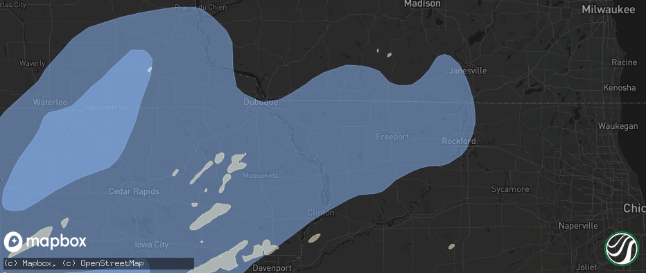 Hail map in Elizabeth, IL on June 11, 2026