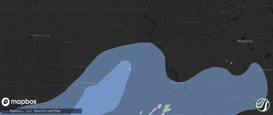 Hail map in Elkader, IA on June 11, 2026