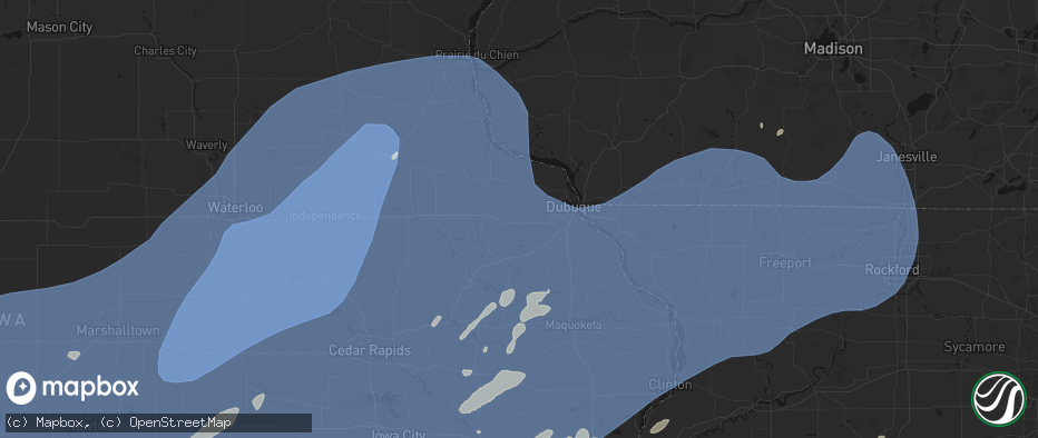 Hail map in Epworth, IA on June 11, 2026