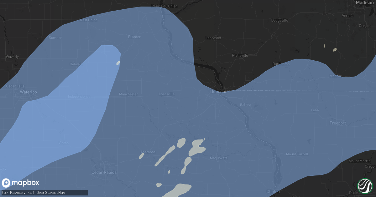 Hail map in Epworth, IA on June 11, 2026