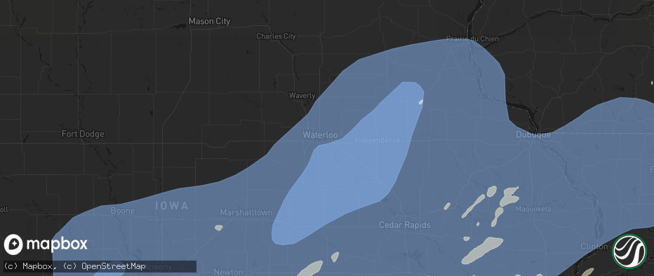 Hail map in Evansdale, IA on June 11, 2026