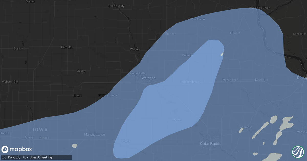 Hail map in Evansdale, IA on June 11, 2026