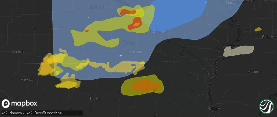 Hail map in Exline, IA on June 11, 2026