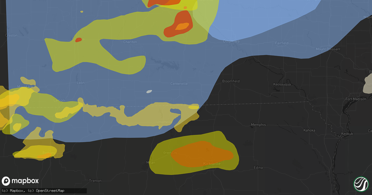 Hail map in Exline, IA on June 11, 2026