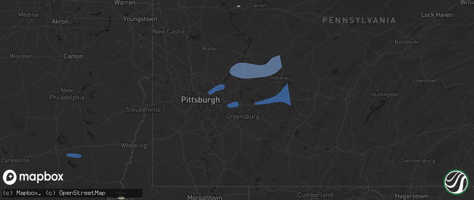 Hail map in Export, PA on June 11, 2026