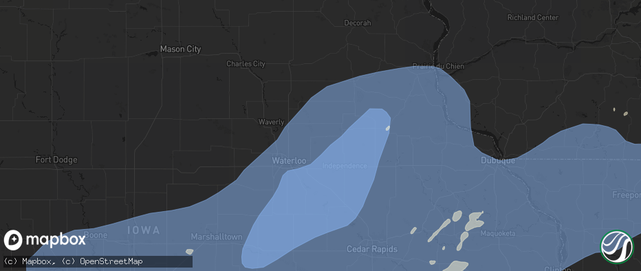 Hail map in Fairbank, IA on June 11, 2026