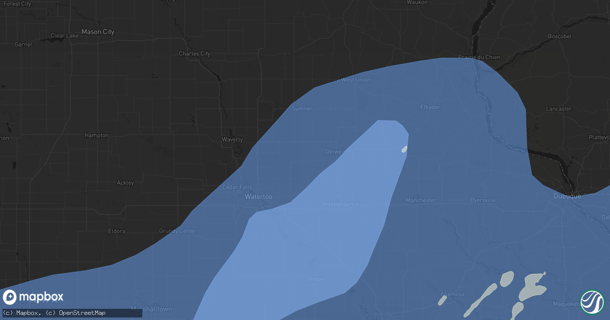 Hail map in Fairbank, IA on June 11, 2026
