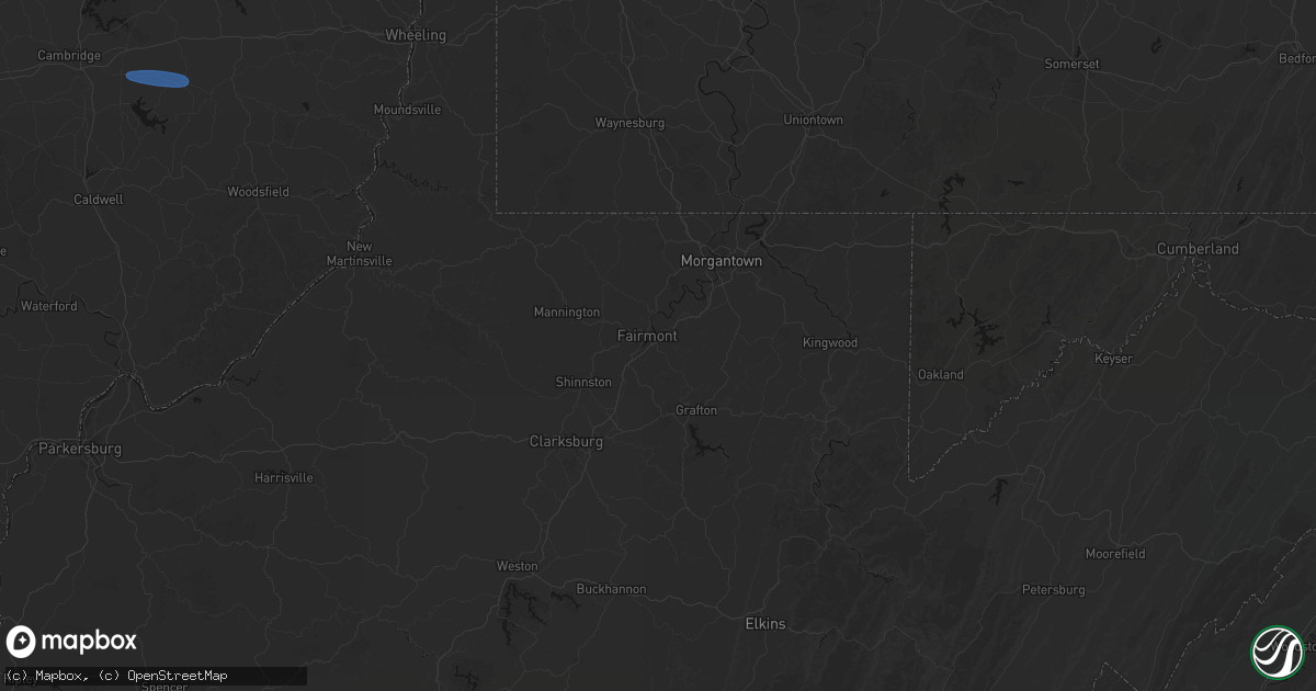 Hail map in Fairmont, WV on June 11, 2026