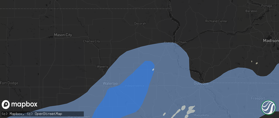 Hail map in Fayette, IA on June 11, 2026