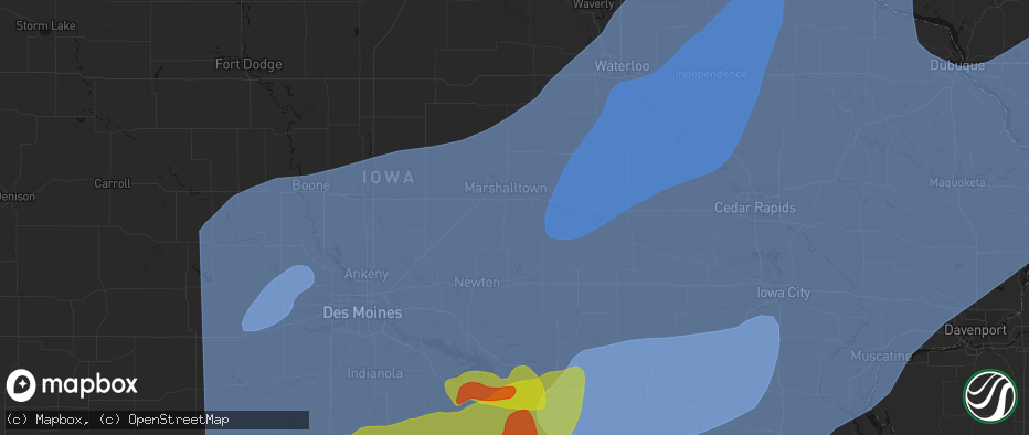 Hail map in Ferguson, IA on June 11, 2026
