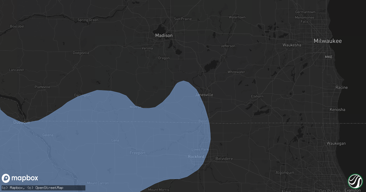 Hail map in Footville, WI on June 11, 2026