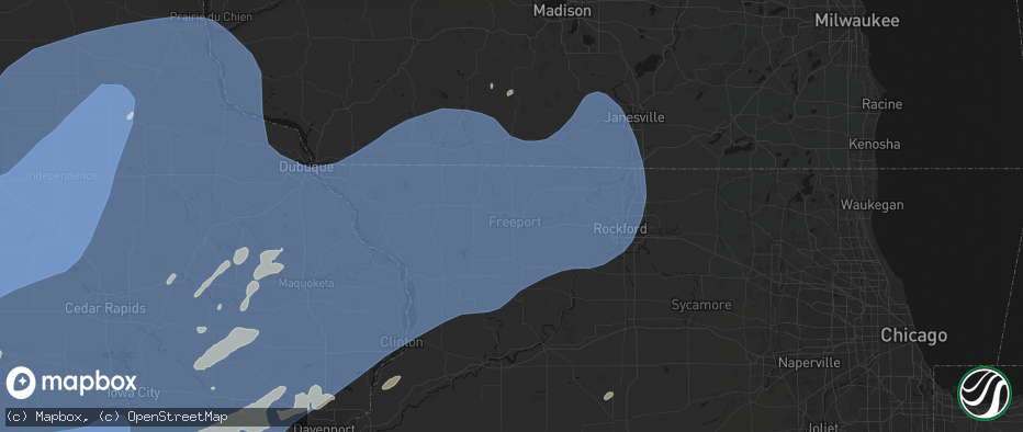 Hail map in Freeport, IL on June 11, 2026
