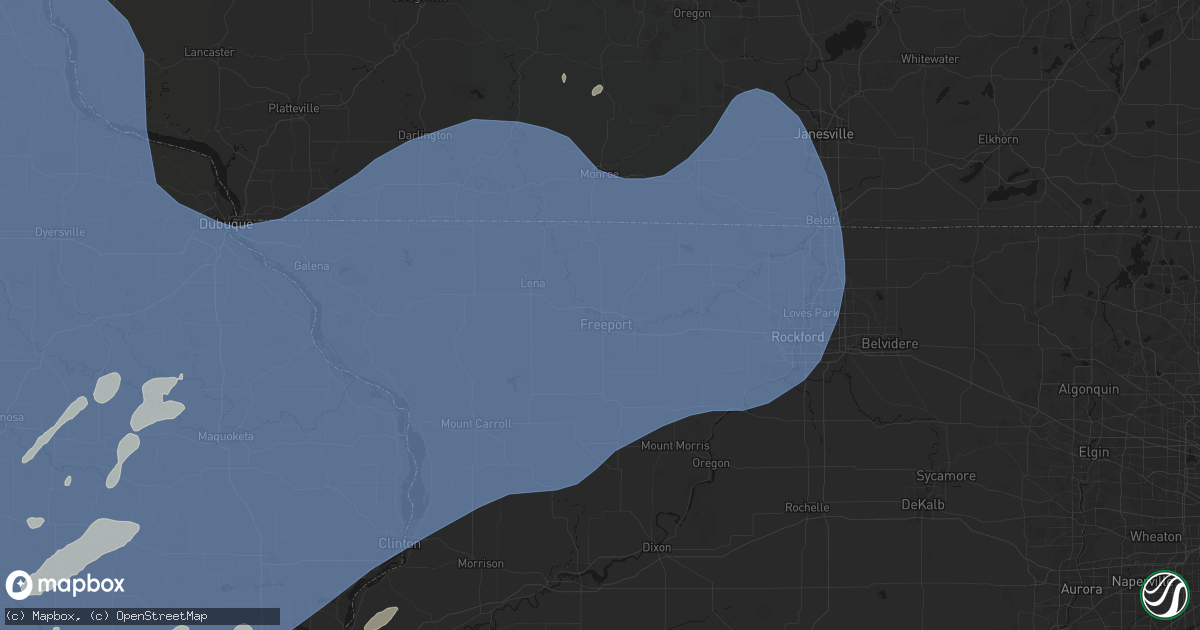 Hail map in Freeport, IL on June 11, 2026