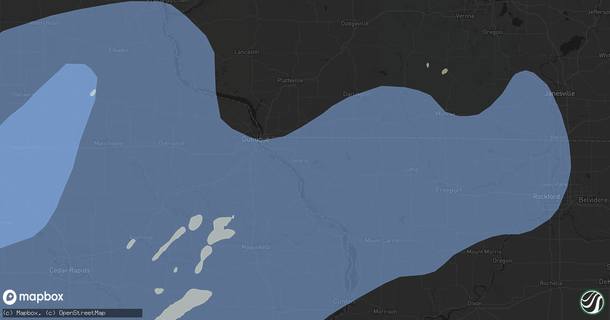 Hail map in Galena, IL on June 11, 2026