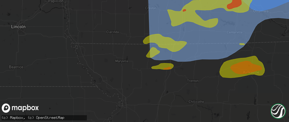 Hail map in Gentry, MO on June 11, 2026
