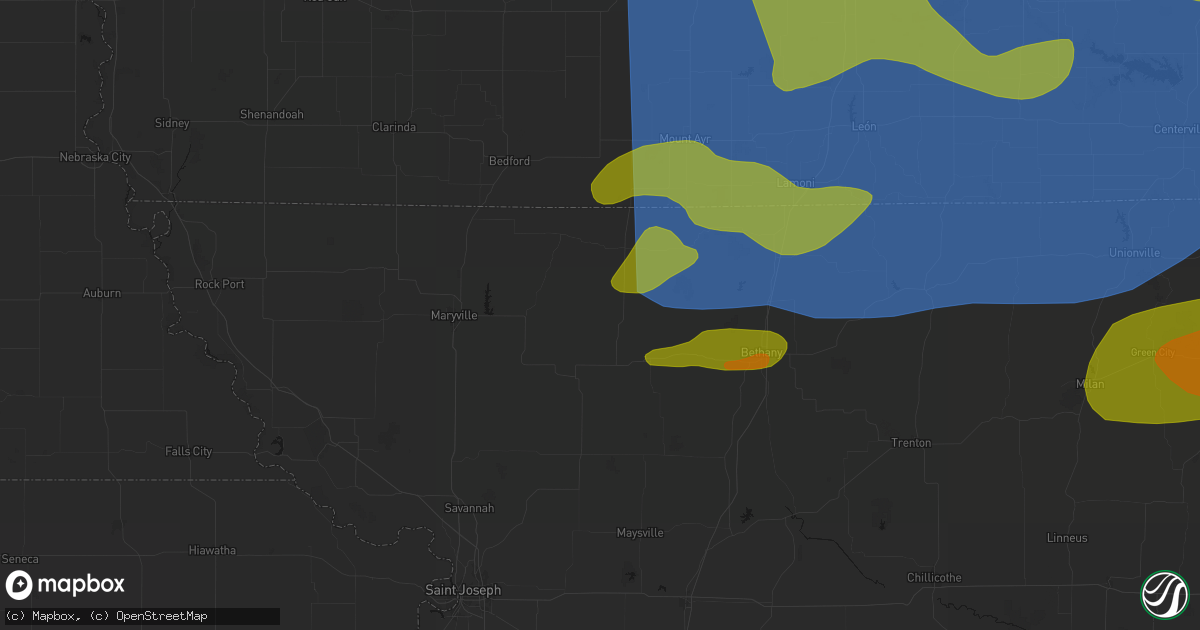 Hail map in Gentry, MO on June 11, 2026