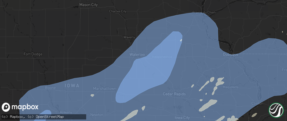 Hail map in Gilbertville, IA on June 11, 2026
