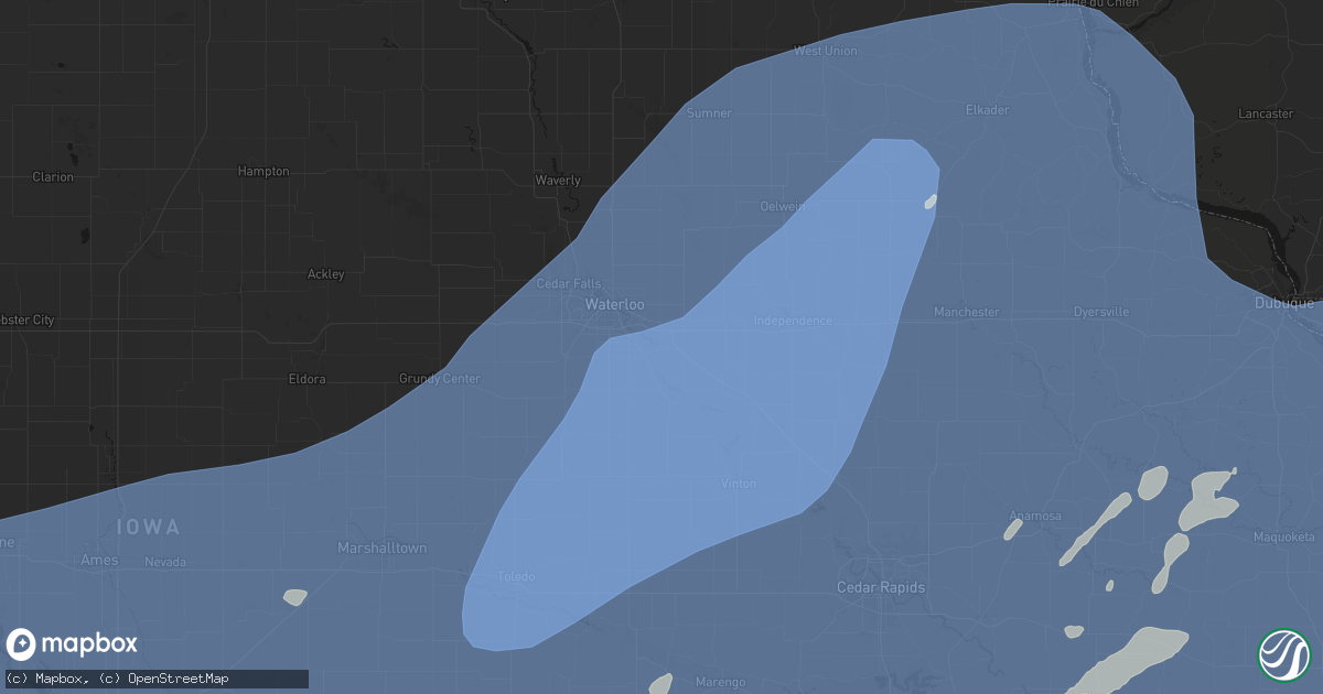 Hail map in Gilbertville, IA on June 11, 2026