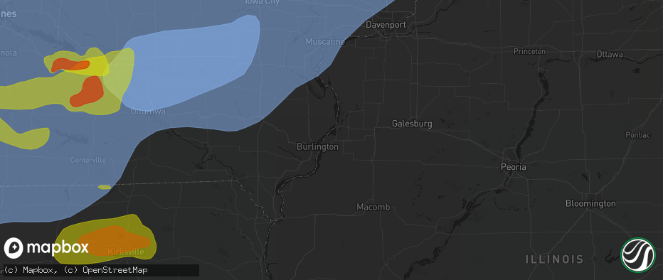 Hail map in Gladstone, IL on June 11, 2026