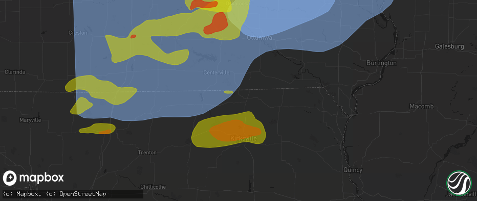 Hail map in Glenwood, MO on June 11, 2026