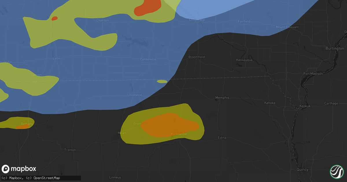 Hail map in Glenwood, MO on June 11, 2026