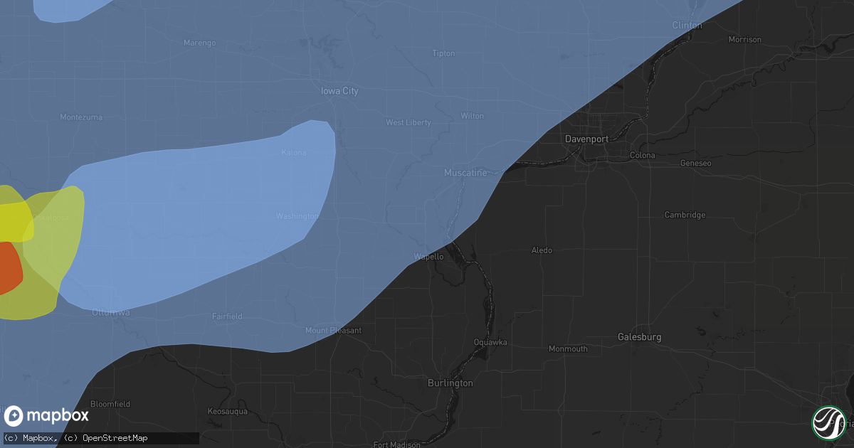 Hail map in Grandview, IA on June 11, 2026