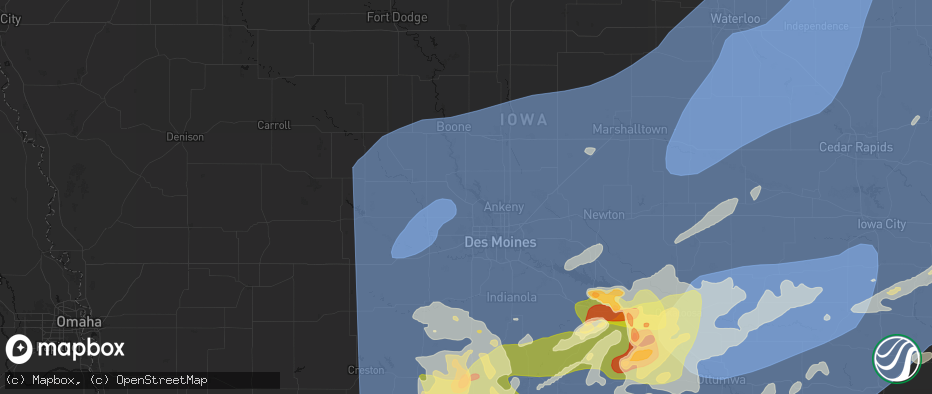 Hail map in Granger, IA on June 11, 2026