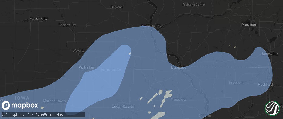 Hail map in Greeley, IA on June 11, 2026