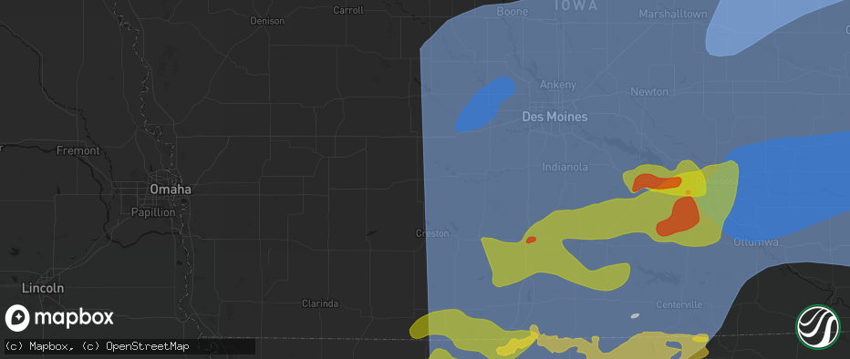 Hail map in Greenfield, IA on June 11, 2026