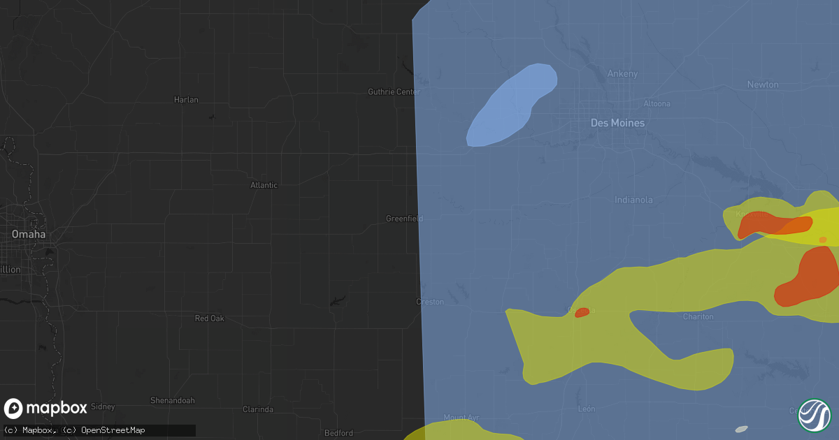 Hail map in Greenfield, IA on June 11, 2026