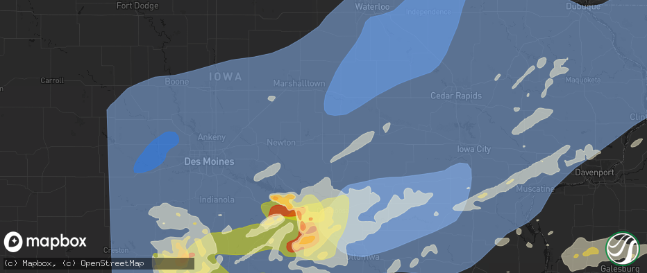 Hail map in Grinnell, IA on June 11, 2026