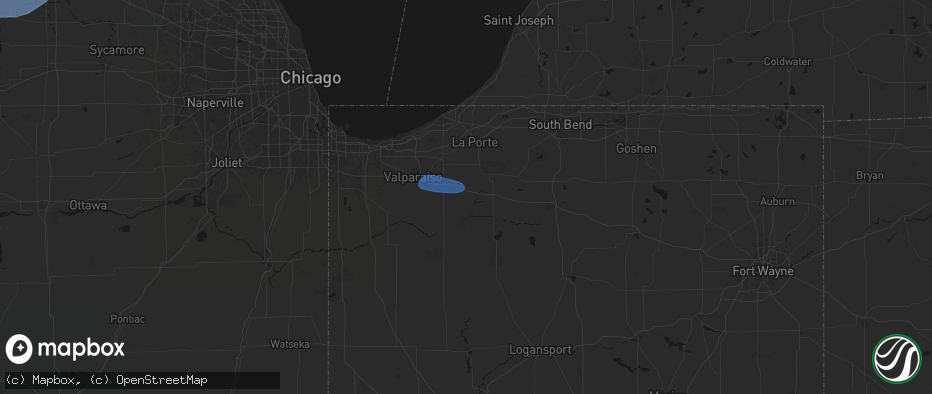 Hail map in Hanna, IN on June 11, 2026