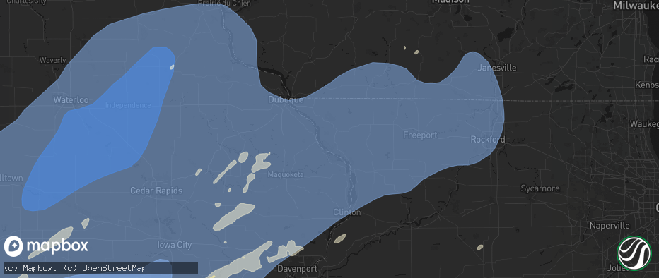 Hail map in Hanover, IL on June 11, 2026