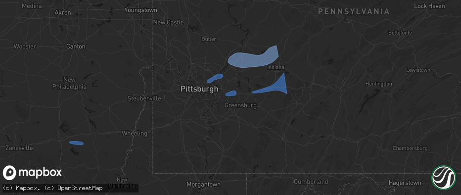 Hail map in Harrison City, PA on June 11, 2026