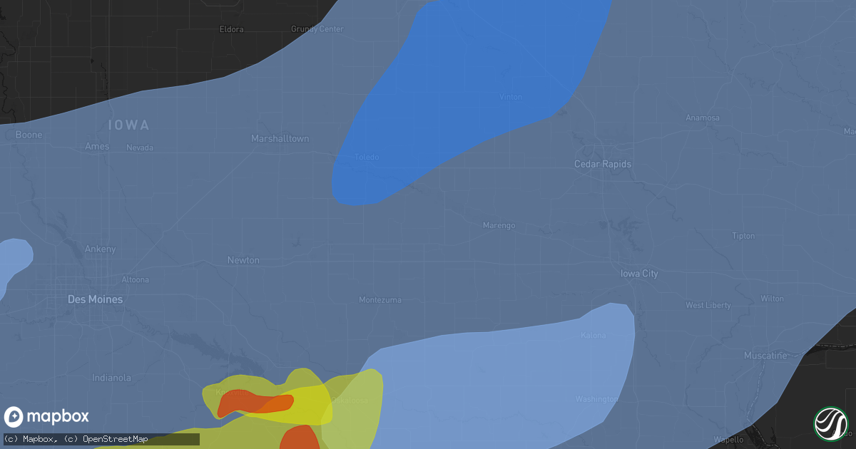 Hail map in Hartwick, IA on June 11, 2026