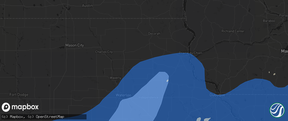 Hail map in Hawkeye, IA on June 11, 2026