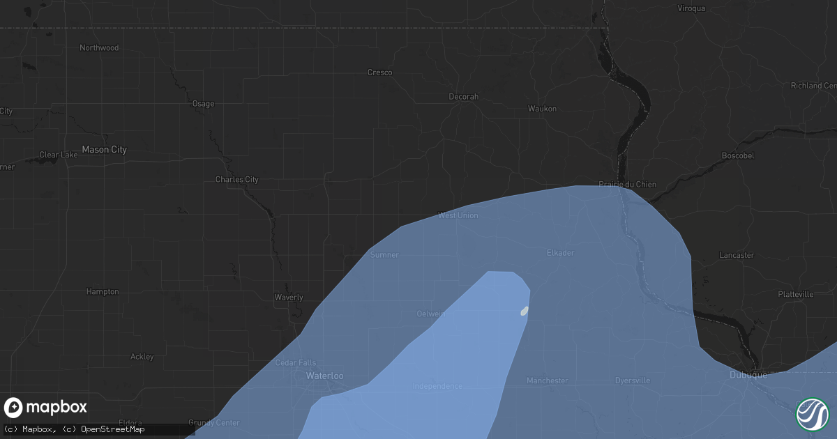 Hail map in Hawkeye, IA on June 11, 2026